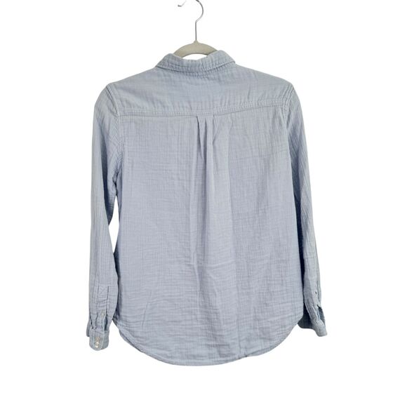American Colors by Alex Lehr Organic Cotton Blue Button Front Shirt Womens Small - Picture 6 of 6